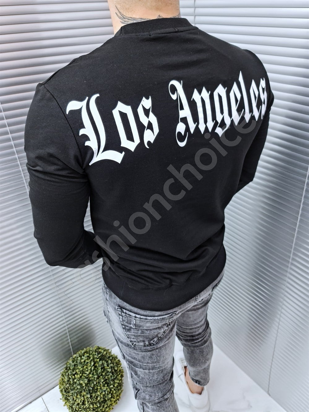 Ανδρική μπλούζα με επιγραφή Los Angeles-μαύρο-κωδ 2013 - Image 2