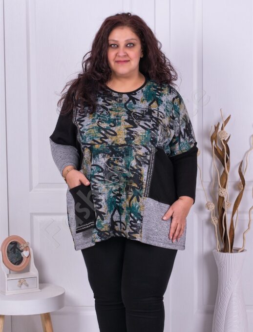 Plus size ασύμμετρη τουνίκ με χρωματιστά σχέδια-κωδ 3222