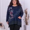 Plus size τουνίκ με χρωματιστά μοτίβα και πούλιες-μπλε-κωδ 3513-1