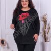 Plus size τουνίκ με φλοράλ μοτίβο και πούλιες-μαύρο-κωδ 3175