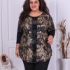 Plus size τουνίκ με επιγραφές και στρας απλικέ-κωδ 5543