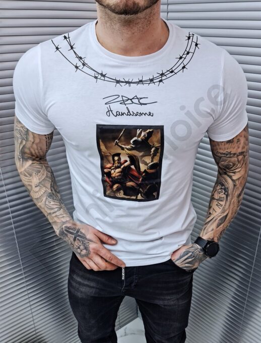 Alternative view of Ανδρικό T-shirt Handsome με τύπωμα-λευκό-κωδ 27
