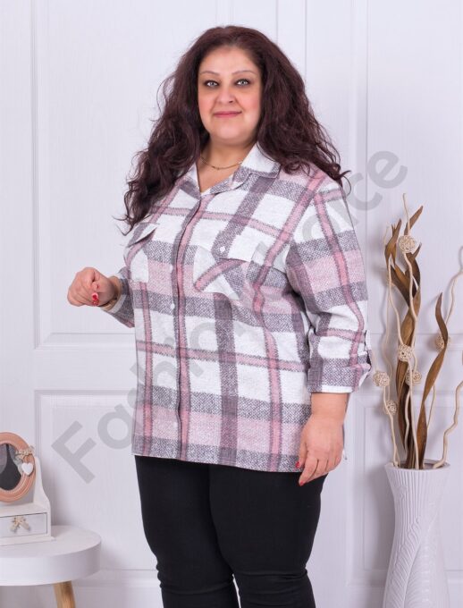 Plus size πουκάμισο σε κόκκινο καρό-κωδ 21062-2