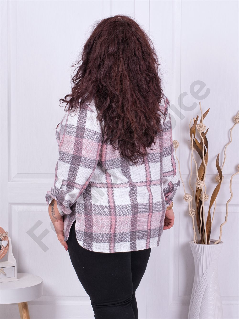 Plus size πουκάμισο σε κόκκινο καρό-κωδ 21062-2