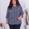 Plus size πουκάμισο με φλοράλ ντεσέν-μπλε κωδ 2098-2