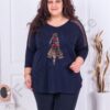 Plus size τουνίκ με στρας και τούλι-μπλε-κωδ 5713-1
