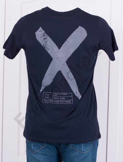 Plus Size ανδρικό T-shirt με επιγραφή-σκούρο μπλε-κωδ 22147-3