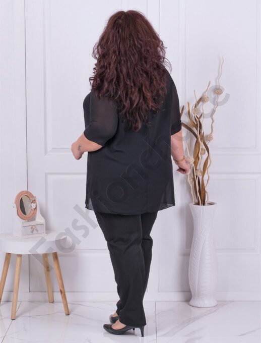 Plus size κομψό σιφόν τουνίκ-μαύρο-κωδ 1320
