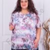 Plus size σιφόν μπλούζα με φλοράλ ντεσέν-λιλά λουλούδια-κωδ 2078