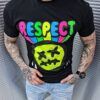 Ανδρικό T-shirt με νέον τύπωμα Respect-μαύρο-κωδ 6601
