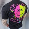 Ανδρικό T-shirt με νέον τύπωμα στη πλάτη Noise-μαύρο-κωδ 6667