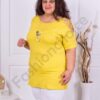Plus size τουνίκ με άνοιγμα στους ώμους και κολιέ-κίτρινο-κωδ 787-5