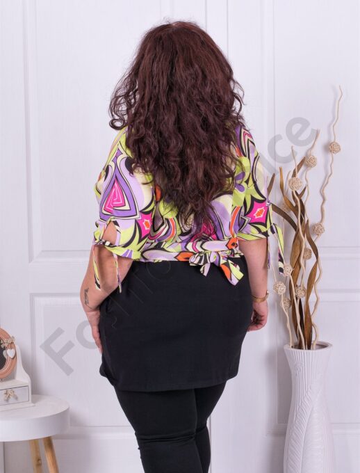 Plus size τουνίκ με χρωματιστά σχέδια και ζώνη-κωδ 6130