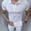 Ανδρική μπλούζα Polo απο υφάσματα lacoste-λευκό-κωδ 7950-2