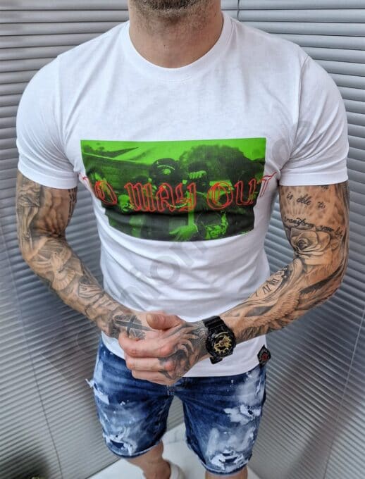 Alternative view of Ανδρικό T-shirt με επιγραφή No Way Out-λευκό-κωδ 9523-1