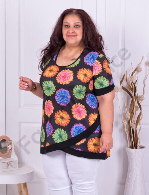 Plus size τουνίκ με τύπωμα χρωματιστά λουλούδια-κωδ 1328-2