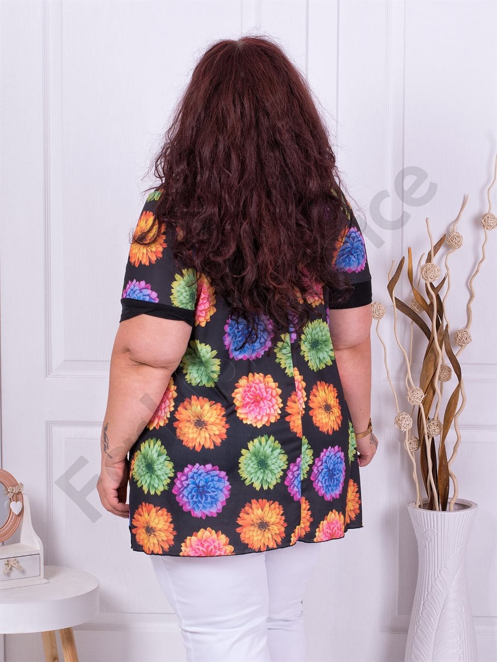 Plus size τουνίκ με τύπωμα χρωματιστά λουλούδια-κωδ 1328-2