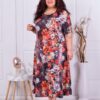 Plus size φόρεμα με πορτοκάλι λουλούδια-κωδ 22824-7