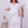 Plus size φόρεμα με δαντέλα-λευκό-κωδ 1342-1