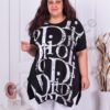 Plus size τουνίκ σε μαύρο με λευκά τύπωμα-κωδ 9218