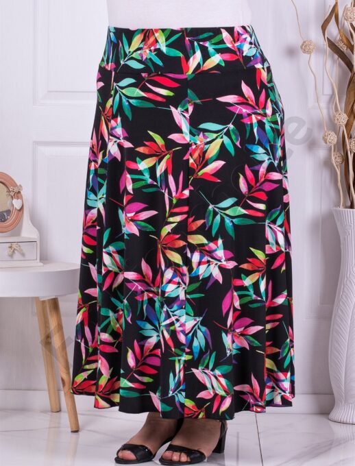 Plus size φούστα με χρωματιστά λουλούδια-κωδ 218
