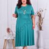 Plus size μονόχρωμο φόρεμα-βεραμάν με δώρο κολιέ-κωδ 226085-6