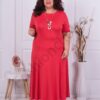 Plus size μονόχρωμο φόρεμα-κοράλι με δώρο κολιέ-κωδ 226085-5