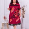 Plus size φόρεμα με φλοράλ απλικέ-μπορντό-κωδ 16311
