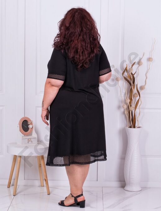 Plus size φόρεμα με φλοράλ απλικέ-μαύρο-κωδ 16311-1