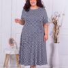 Plus size μπλε φόρεμα με λευκές πουά-κωδ 6085P