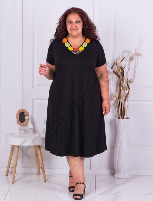 Plus size φόρεμα με λεπτομέρεια στο ντεκολτέ-κωδ-9261-2