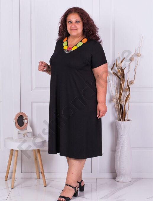 Plus size φόρεμα με λεπτομέρεια στο ντεκολτέ-κωδ-9261-2