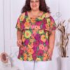 Plus size τουνικ με άνοιγμα στους ώμους-λουλούδια-κωδ 1255-3