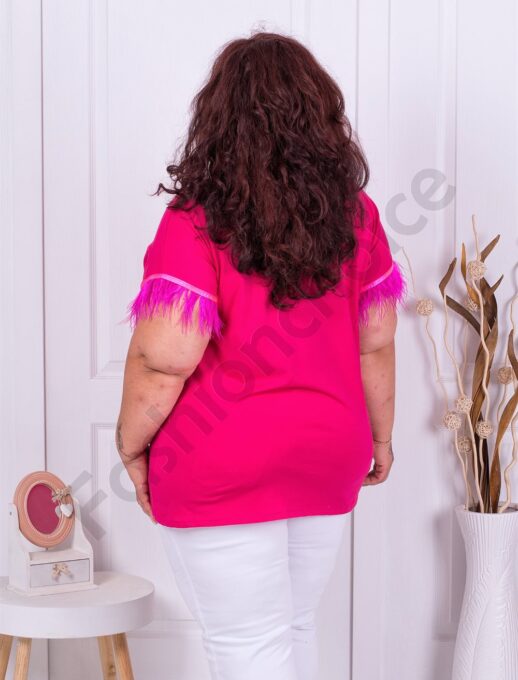 Plus size μπλούζα με φτερά στα μανίκια-φούξια-κωδ 2481