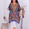 Plus size παρεό παραλίας με μοτίβο μαιάνδρο-μπλε ρουά-κωδ 165