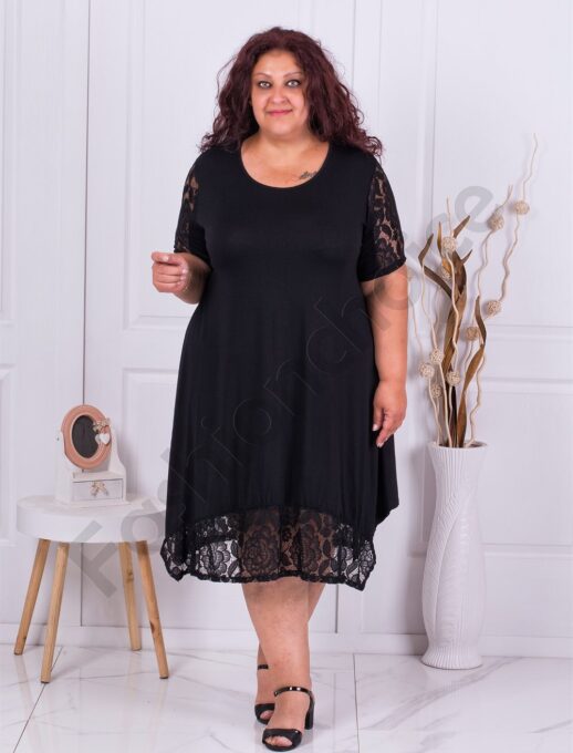 Plus size φόρεμα με δαντέλα-μαύρο-κωδ 6359