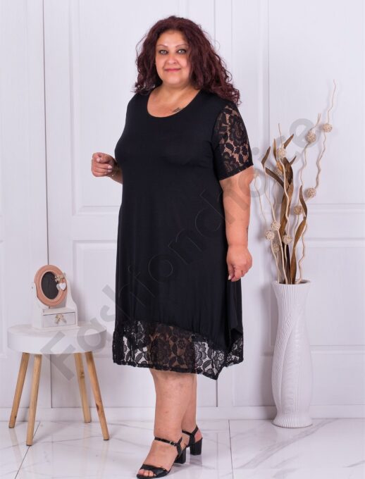 Plus size φόρεμα με δαντέλα-μαύρο-κωδ 6359