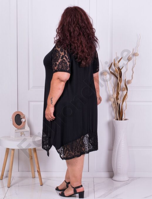 Plus size φόρεμα με δαντέλα-μαύρο-κωδ 6359