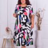 Plus size φόρεμα με χρωματιστά σχέδια-κωδ 22824-21