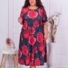 Plus size φόρεμα με κόκκινα λουλούδια-κωδ 22824-22