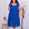 Plus size φόρεμα με ελαστική δαντέλα-μπλε ρουά-κωδ 746-6