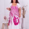 Plus size φόρεμα με μεγάλα λουλούδια-φουξία-κωδ 587-1