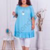 Plus size μακρύ τουνίκ με βολάν-τυρκουάζ-κωδ 861-5