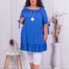 Plus size μακρύ τουνίκ με βολάν-μπλε ρουά-κωδ 861-7