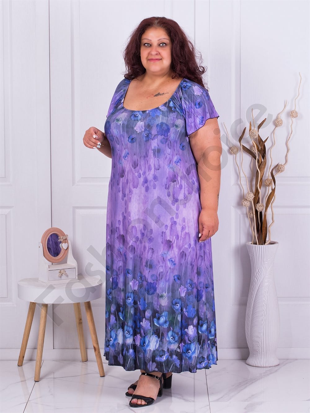 Plus size φόρεμα με τουλίπες-κωδ 587-3