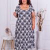 Plus size φόρεμα σε λευκό με μαύρα λουλούδια-κωδ 587-9