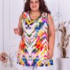 Plus size μακρύ τοπ με χρωματιστό σχέδιο-κωδ 1115-10