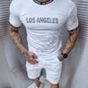 Ανδρικό T-shirt με επιγραφή Los Angeles-λευκό-κωδ 2051-12