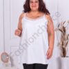 Plus size σατέν τοπ με δαντέλα-λευκό-κωδ 22034-3