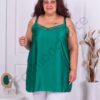 Plus size σατέν τοπ με δαντέλα-πράσινο-κωδ 22034-7